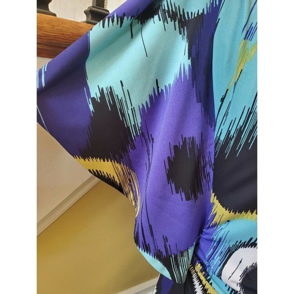 Sangria Size 4 Faux Wrap Dress Flair Sleeves - Picture 5 of 12